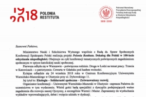 Konferencja naukowa w ramach projektu &quot;Polonia Restituta. Dekalog dla Polski w 100-lecie odzyskania niepodległości&quot;